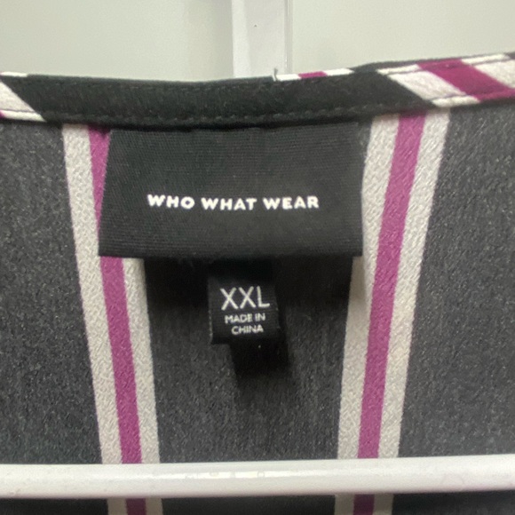 Who What Wear Ruffle Wrap Dress Black/White/Maroon size XXL Dressy - Picture 3 of 8